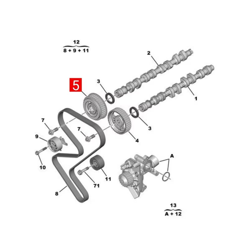 Engine Camshaft Gear 0805J4 9654208480 Suitable for Peugeot 206 307 406 RESTYLING 407 607 806 807 EXPERT Citroen C5