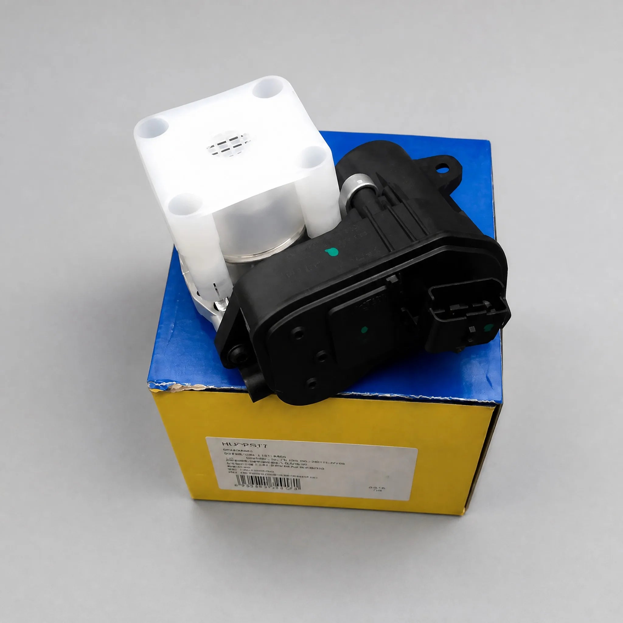 Automotive actuator motor component three-quarter view