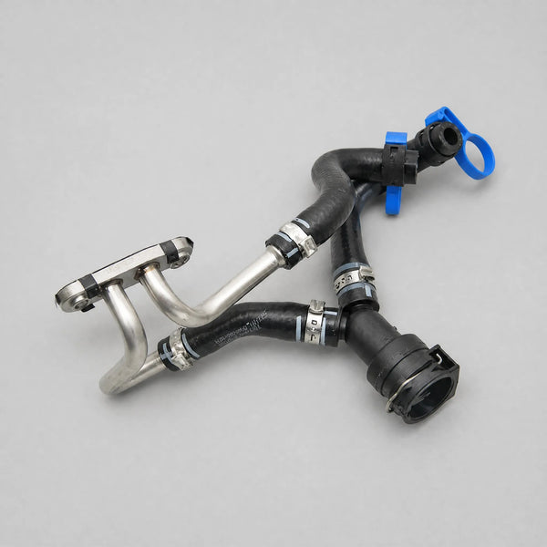 Automotive hose assembly flat-lay view