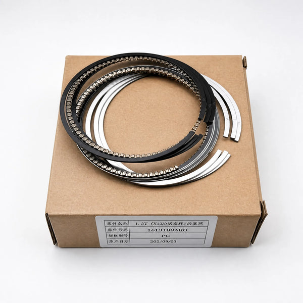 Automotive piston ring set studio view