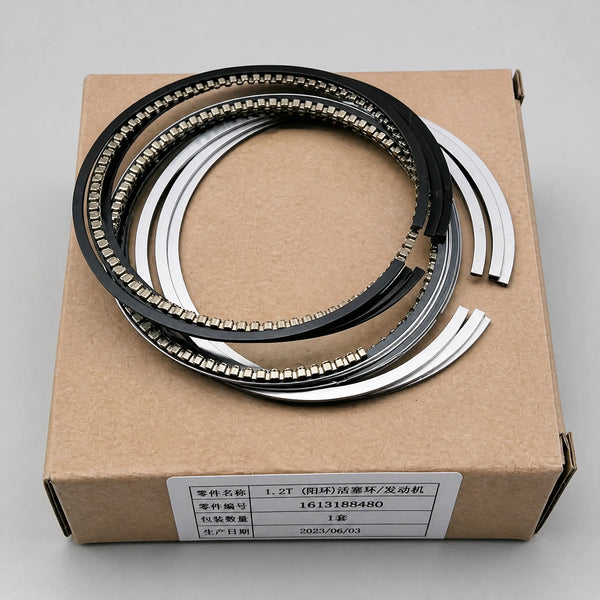 Automotive piston ring set close detail