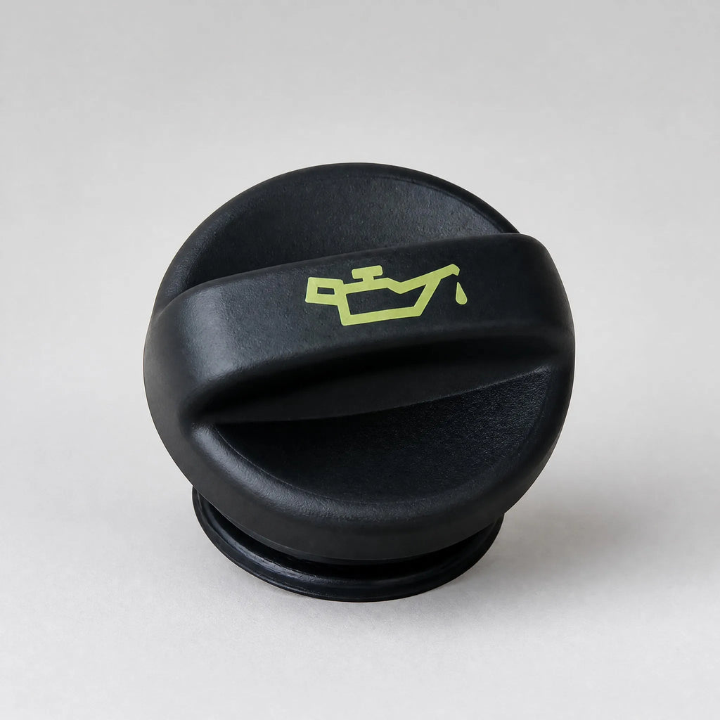 Engine oil filler cap three-quarter view
