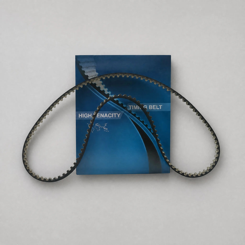 Engine timing belt flat-lay view