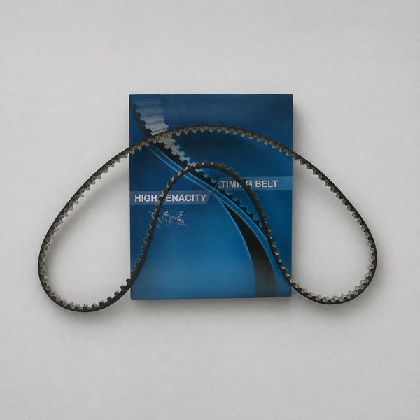 Engine timing belt flat-lay view