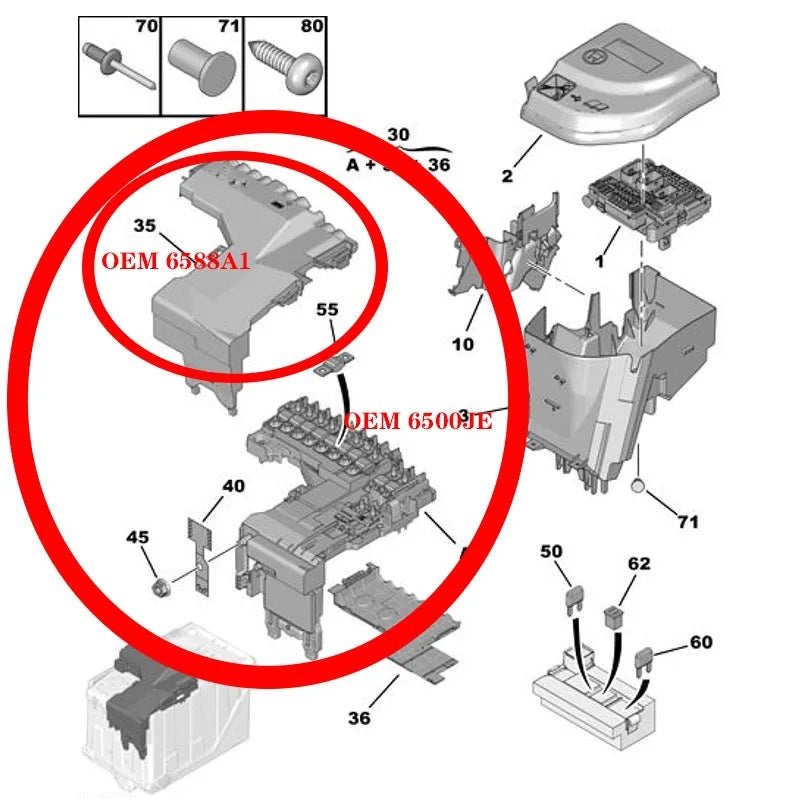 6588A1 Fuse Box Cover Protection Unit Cover for Citroen C4L C4 DS Peugeot 508 - image 2