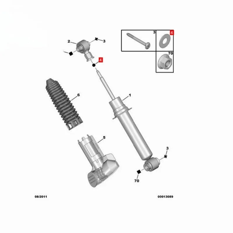 522451 522439 Fit for Peugeot 407 508 for Citroen C5 C6 Rear shock absorber (MUL) flat washer