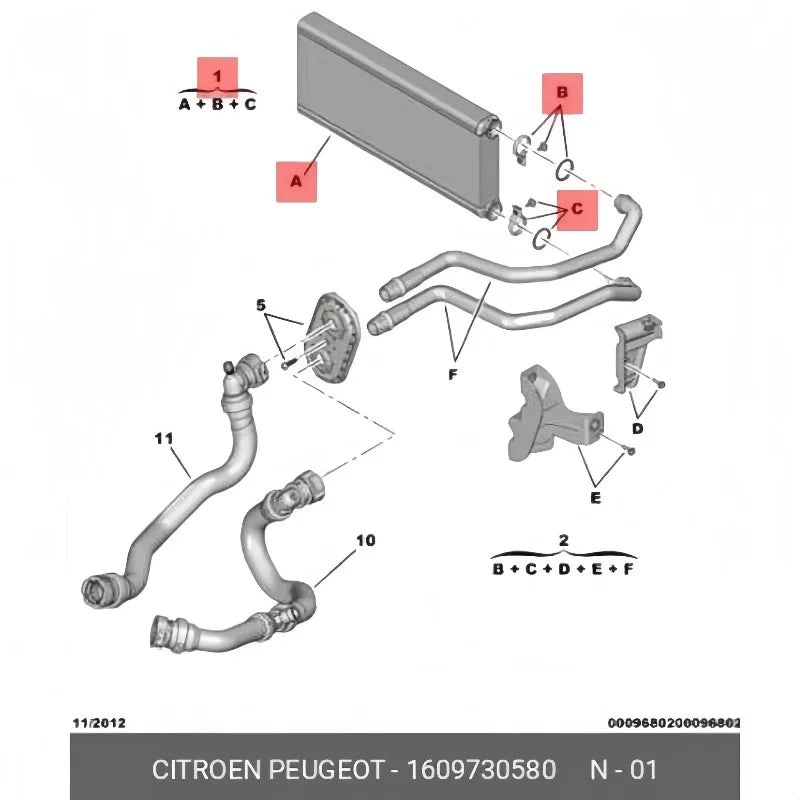 Air conditioning heater core 1609730580 9821299980 Fit for Citroen C4 Picasso DS for Peugeot