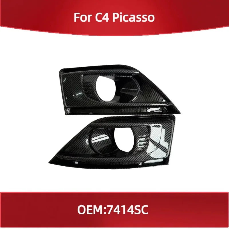 7414SC Front Bumper Fog Light Frame Cover Fog Light Cover Grille Hood Decoration for Citroen C4 Picasso