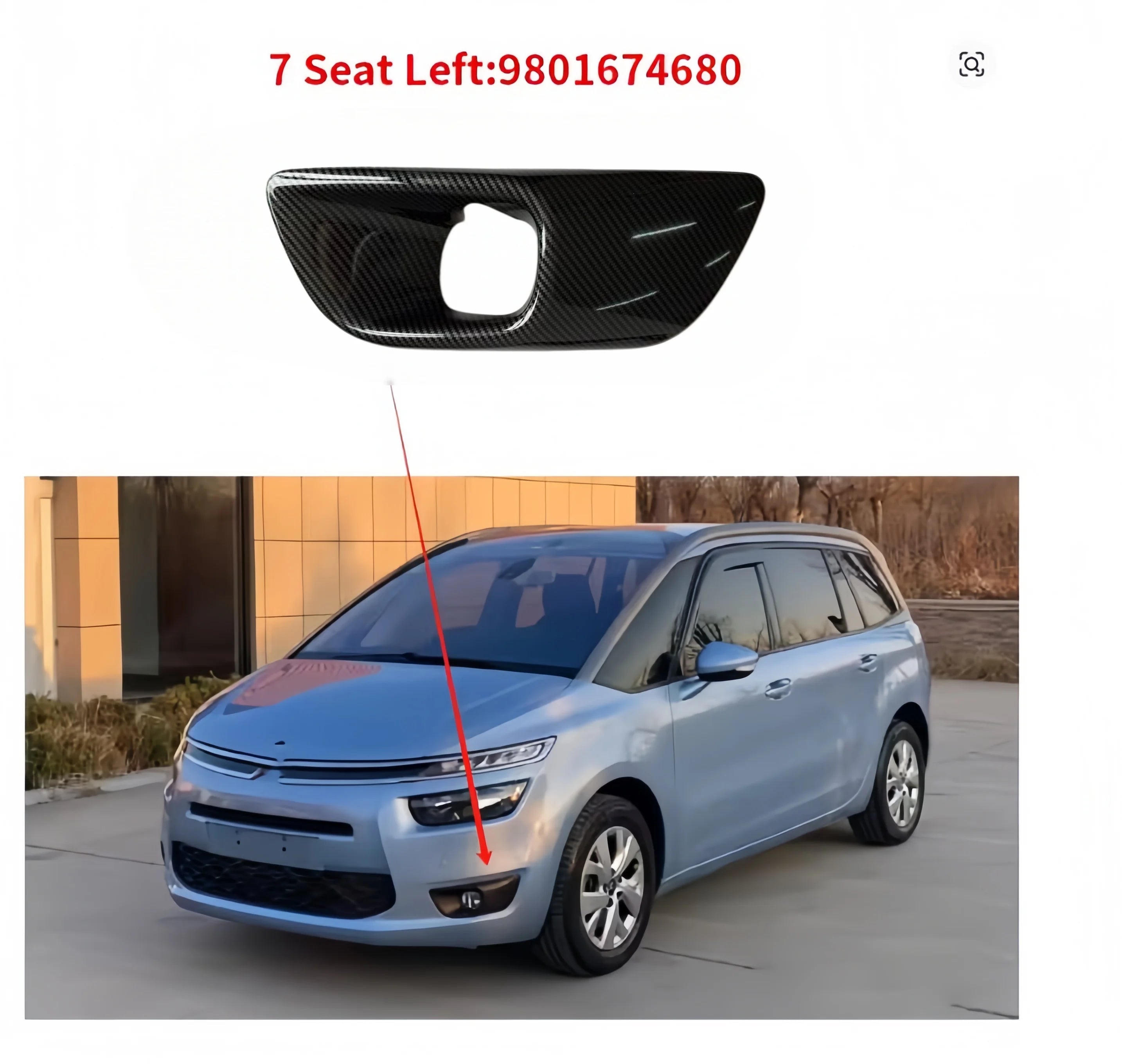 9801674480 9801674680 For Citroen C4 Picasso MK2 7 Seat Front Bumper Fog Lamp Light Trim Grille Cover Frame Lid Bezel Hood