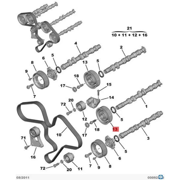 0805F9 9647776980 Fit for Citroen C5 C6 C8 for Peugeot 407 607 807 3.0l V6 Engine camshaft gear