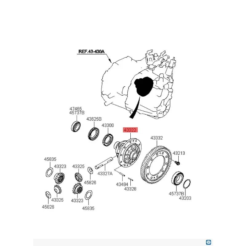 4332224905 For Kia Sportage Sorento Hyundai Tucson Santa Fe Transmission differential housing Secondary image