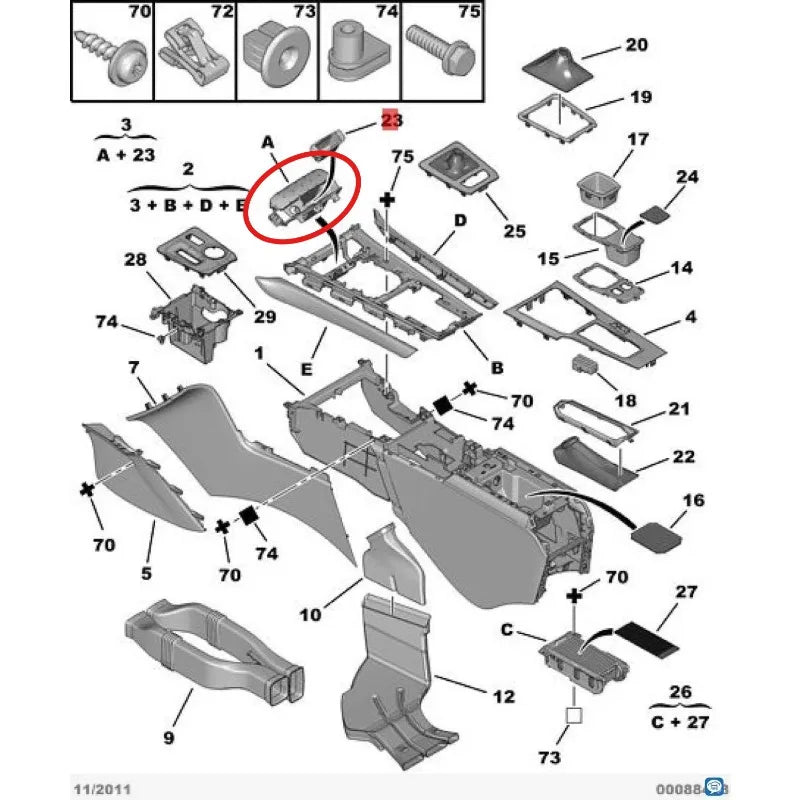 7591XW Fit for Peugeot 508 Ashtray on the dashboard Ashtray assembly front ash tray cigarette lighter bracket Secondary image