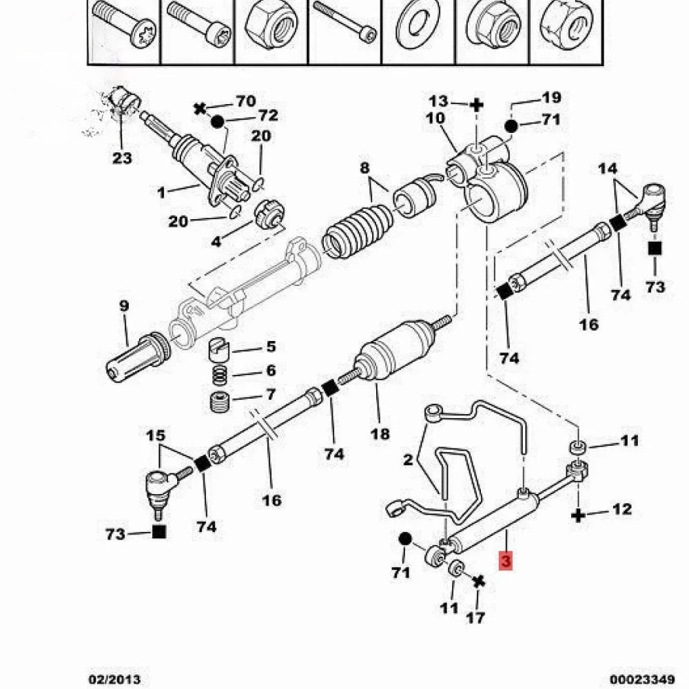 401163 401144 Fit for Citroen SAXO for Peugeot 106 Steering booster cylinder Lmax=472 Lmin=329.5