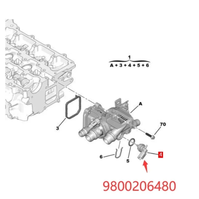 9800206480 Fit for Peugeot 208 308 408 3008 for Citroen C2 C3 C4 DS3 DS4 Water temperature plug water temperature sensor Secondary image