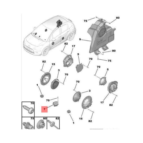 6562AS 9663994180 Audio instrument speaker door speaker Fit for Peugeot 508 3008 for Citroen C3 DS3 DS4 DS5 Berlingo C5 C6