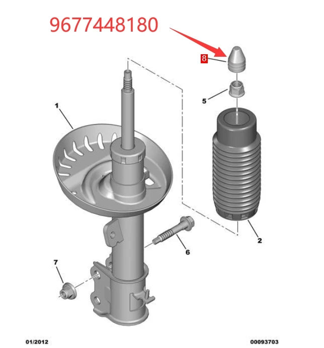 9677448180 Fit for Peugeot 508 for Citroen C5 Damper cover Damper rubber sleeve Damper piston rod cover Secondary image